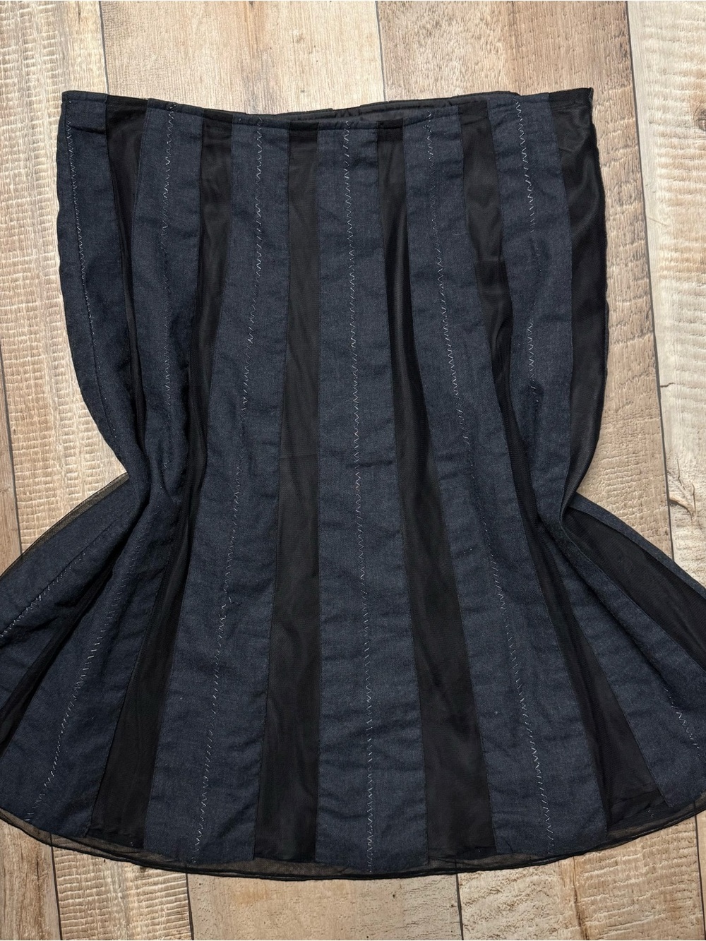 Vintage 90s Classic Black and Charcoal Striped Midi Skirt